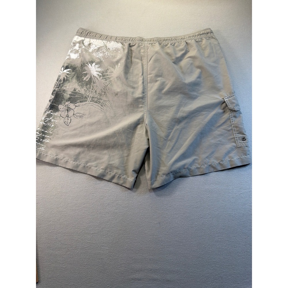 Caribbean Joe Mens XL Tan Tropical Floral Swim Trunks Cargo Board Shorts - Picture 11 of 11